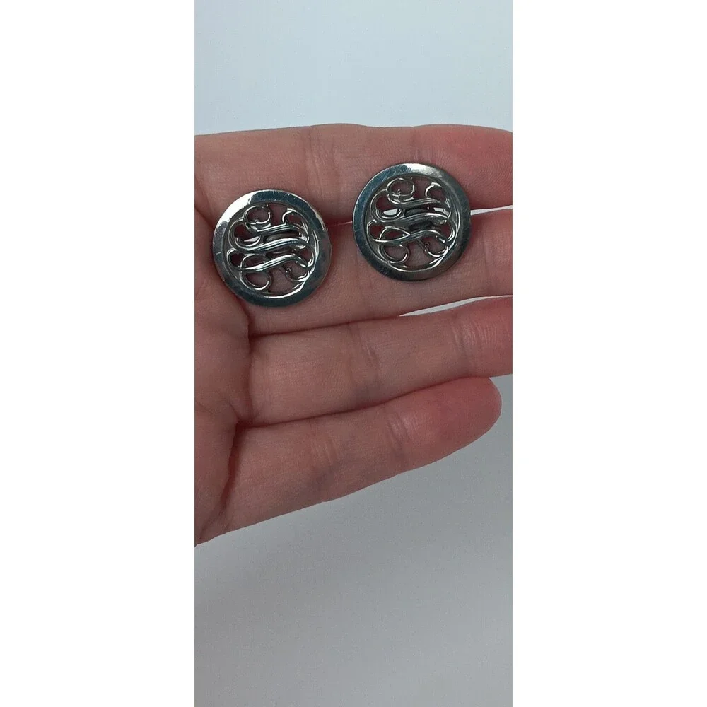 Vintage Silvertone Circular Scrollwork Cuff Links 7/8 in